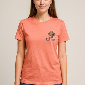 Girlie Girl Originals Women’s Small Peach Happy Heifer Cow Graphic T-Shirt